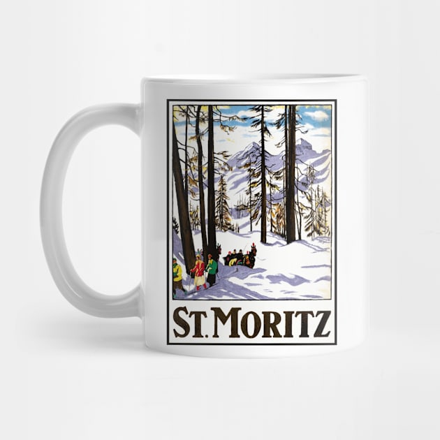 St. Moritz, Switzerland - Vintage Travel Poster Design by Naves